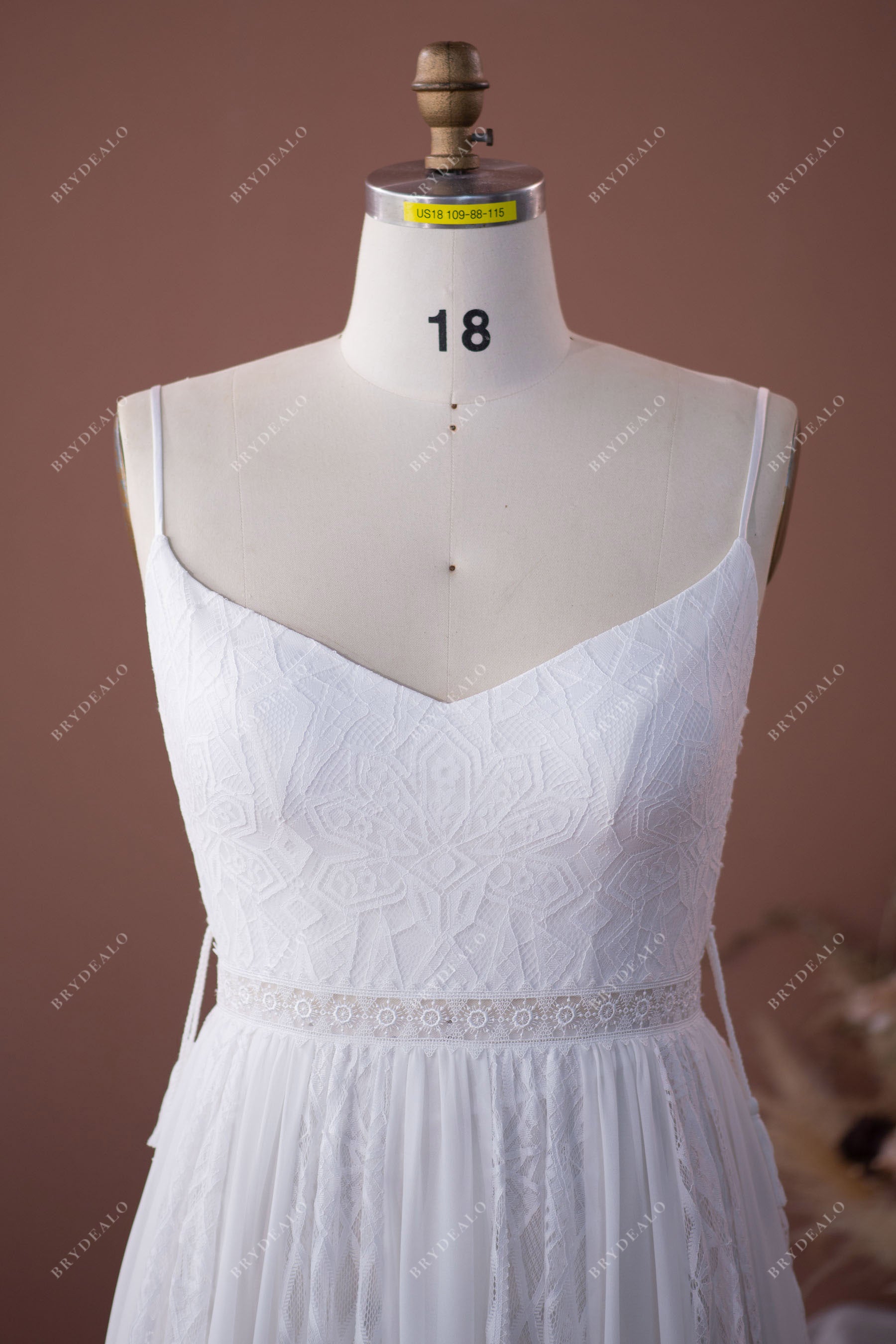 wholesale plus size straps lace chiffon boho wedding dress