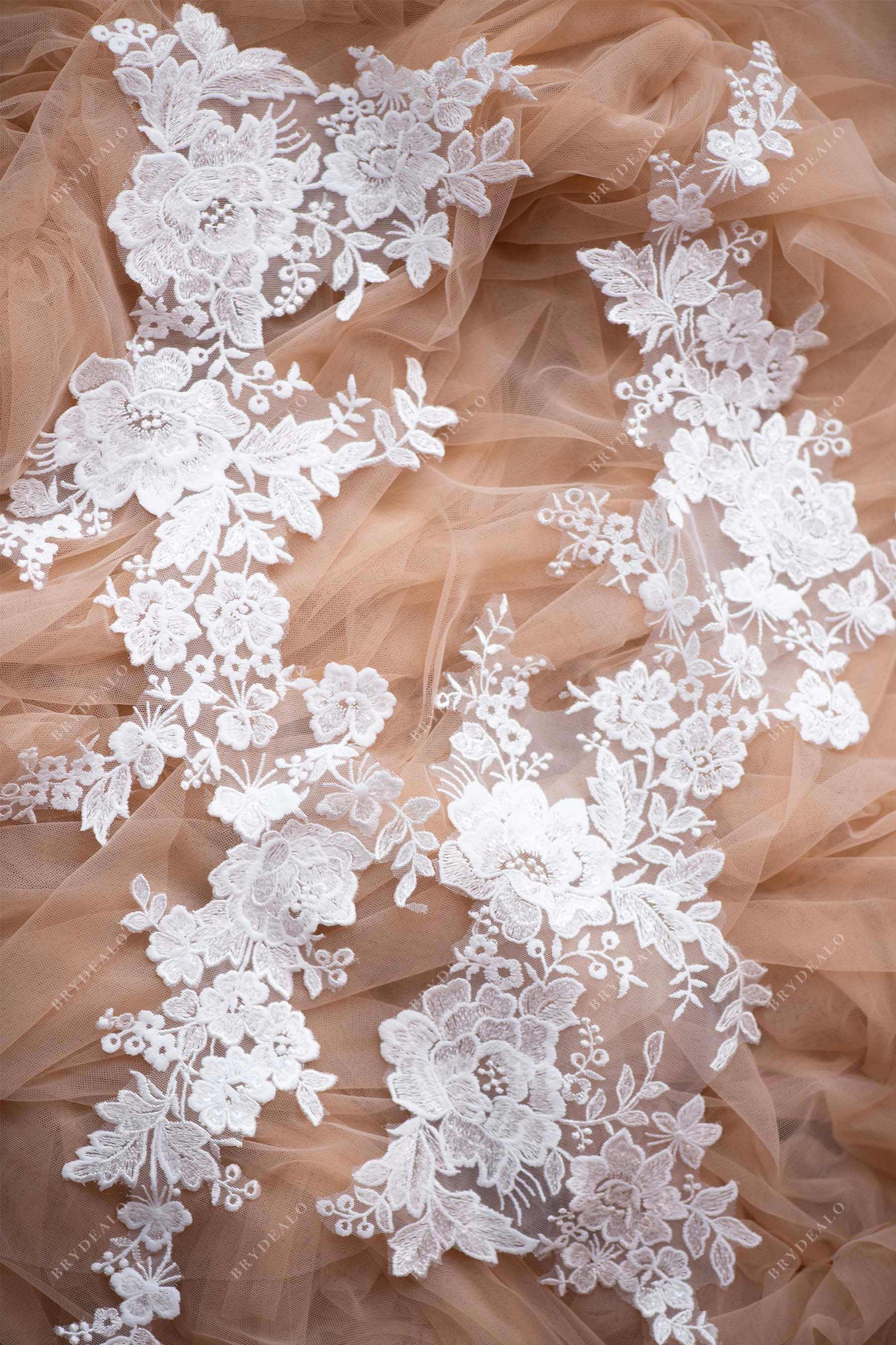 wholesale sheer sequined bridal lace appliques