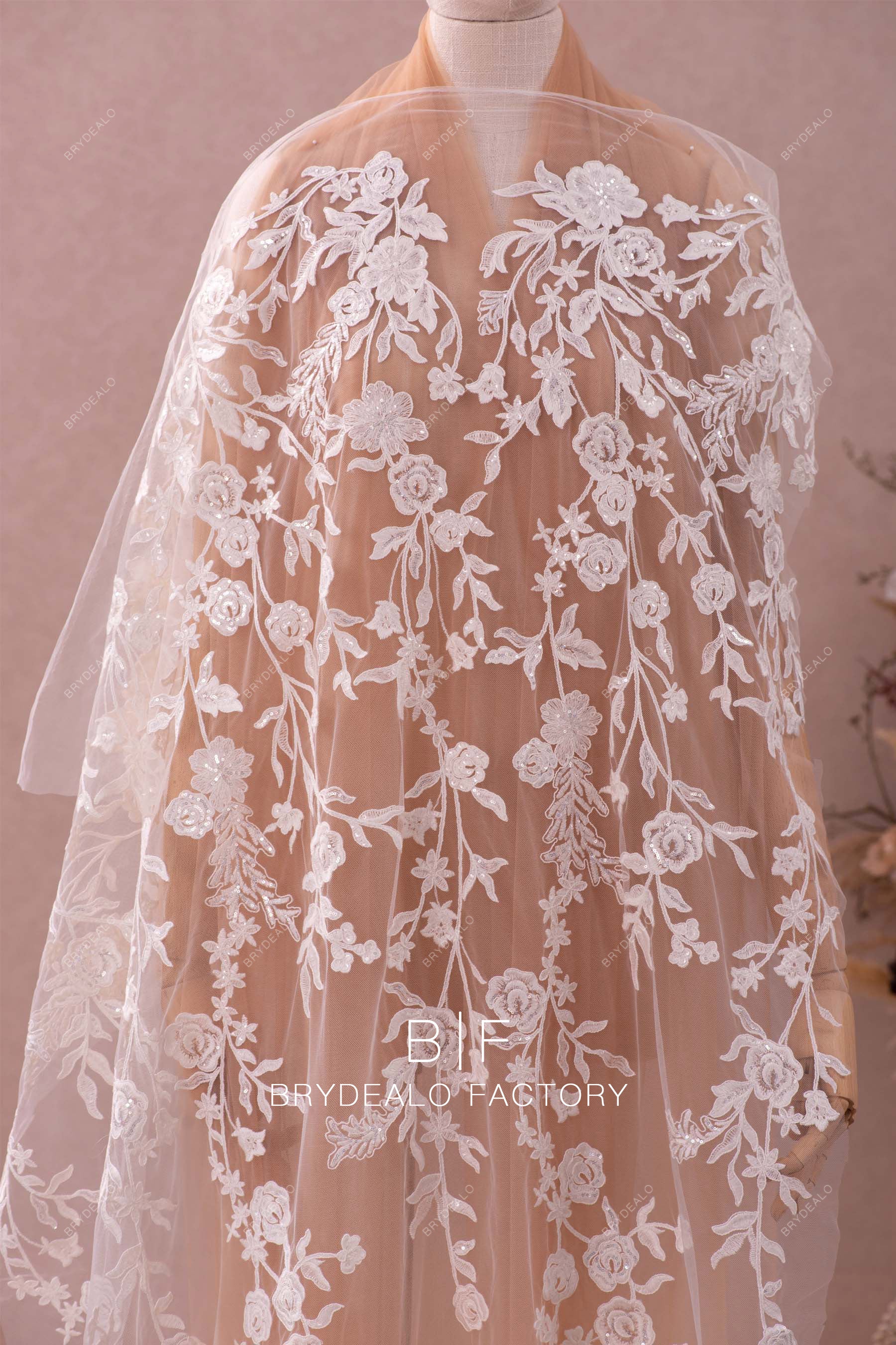 wholesale shimmery flower lace fabric