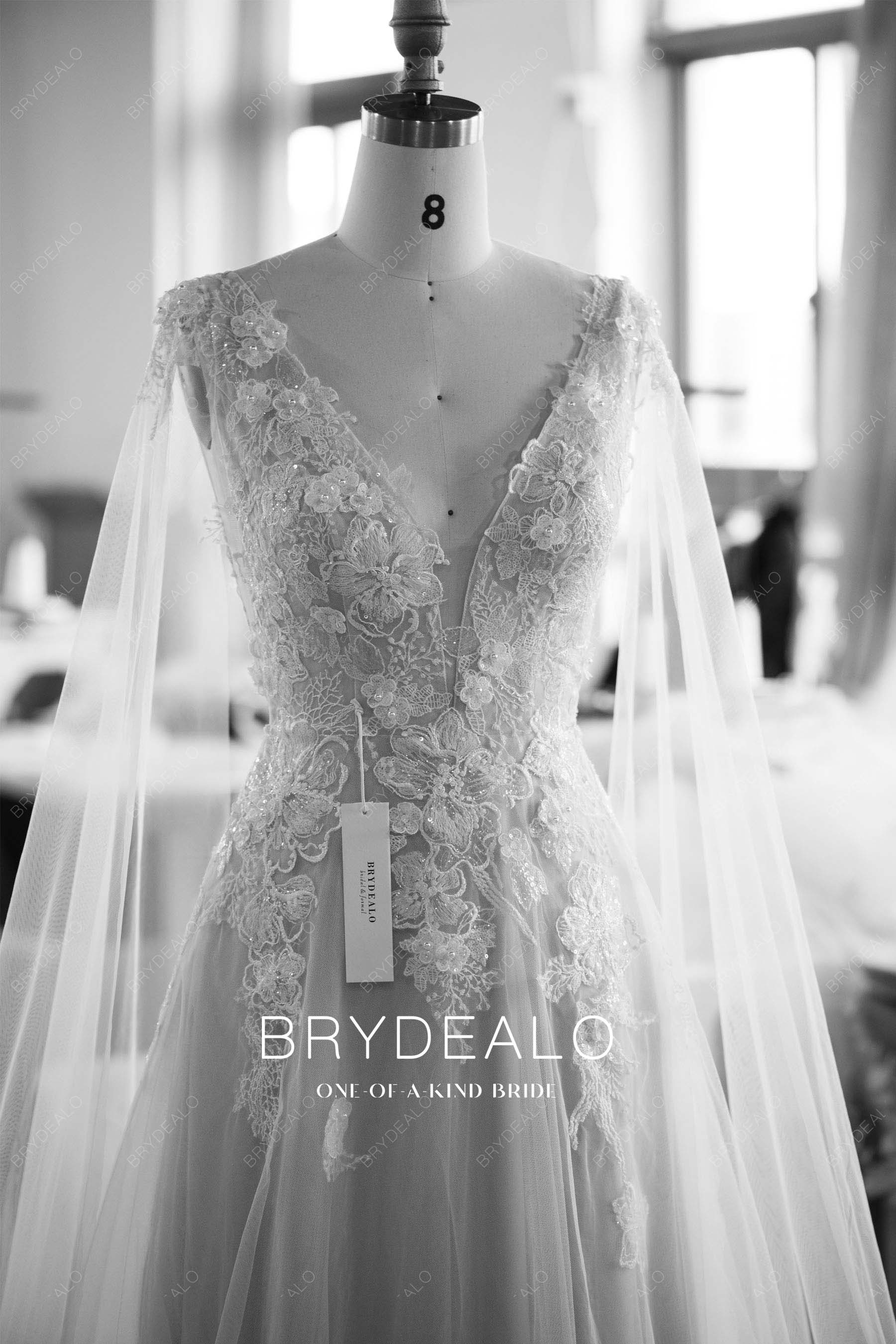 wholesale shoulder cape lace wedding dress