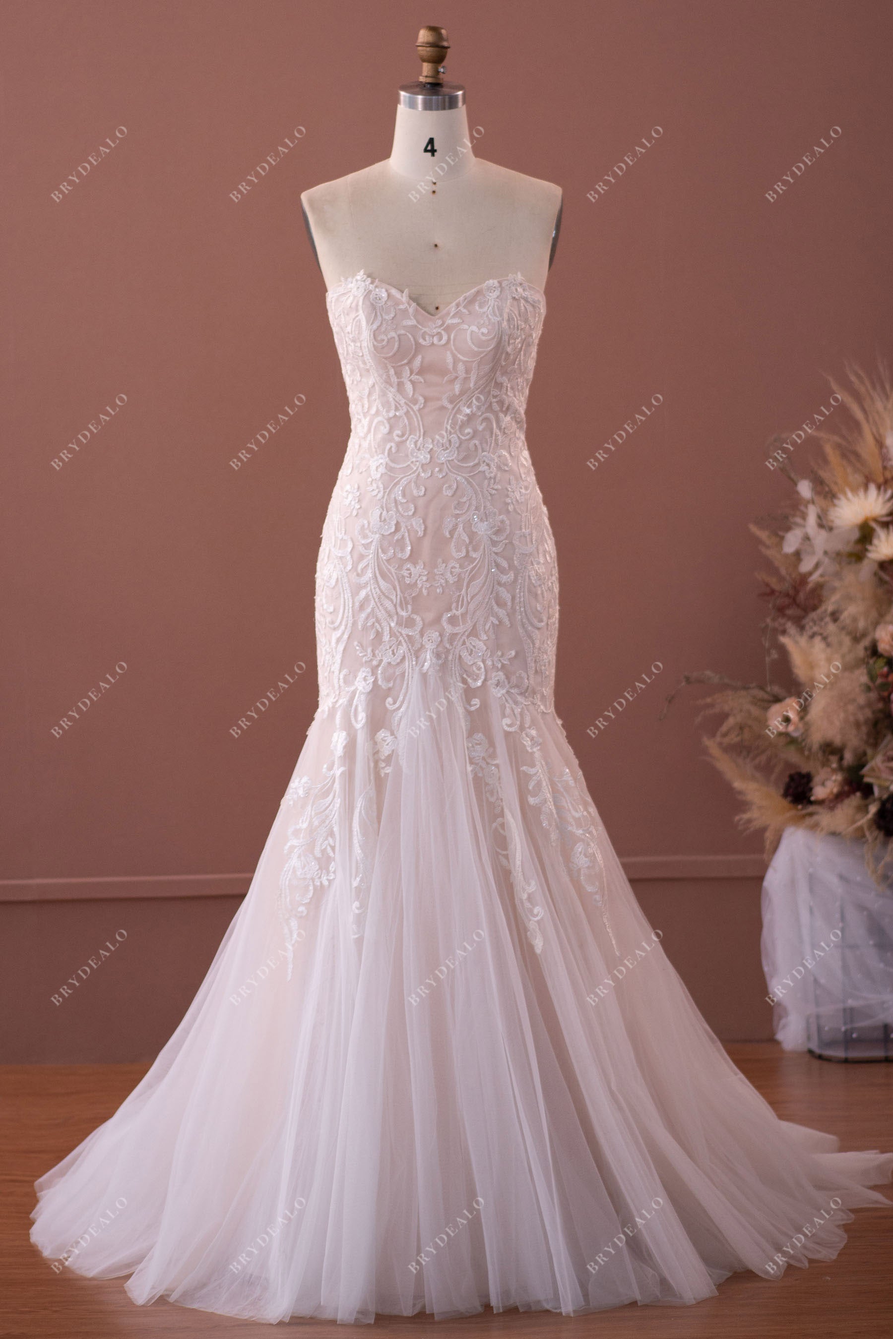 wholesale strapless sweetheart mermaid wedding dress