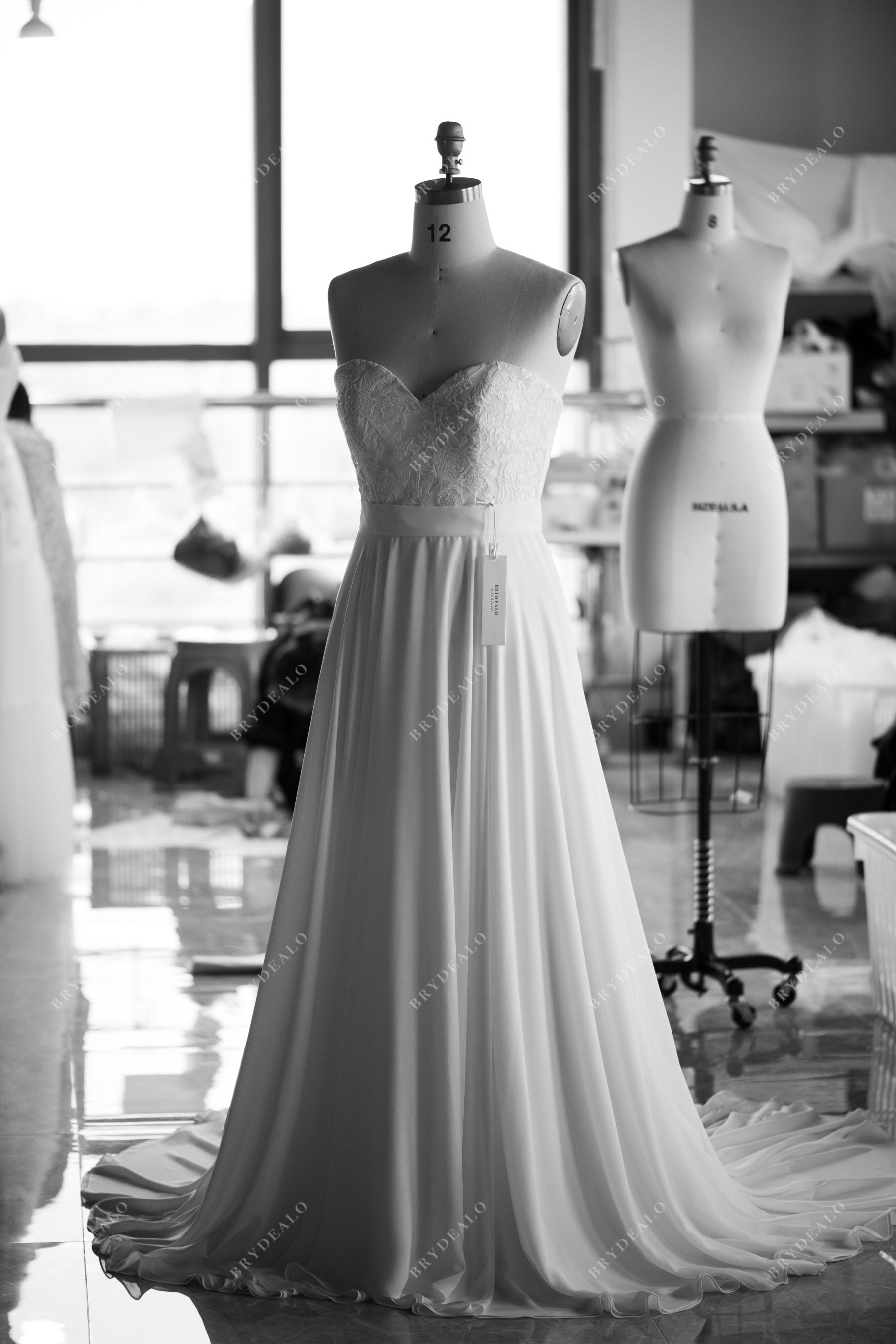 wholesale sweetheart lace chiffon wedding dress